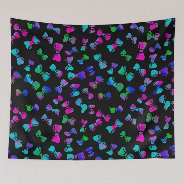 Item preview, Rainbow glow neon bow repeating pattern designed and sold by MGuyerArt.
