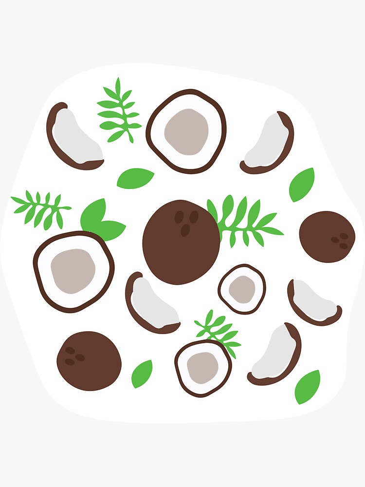 Thumbnail 3 of 3, Sticker, Coconut Sticker - Coconuts Pattern - Computer Sticker designed and sold by jazzmoe2.
