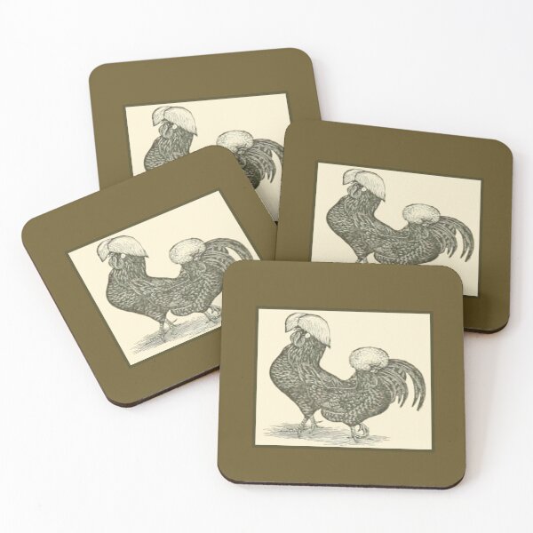 Item preview, Vintage White Crested Polish Chickens - 1800's Print designed and sold by MountMercantile.