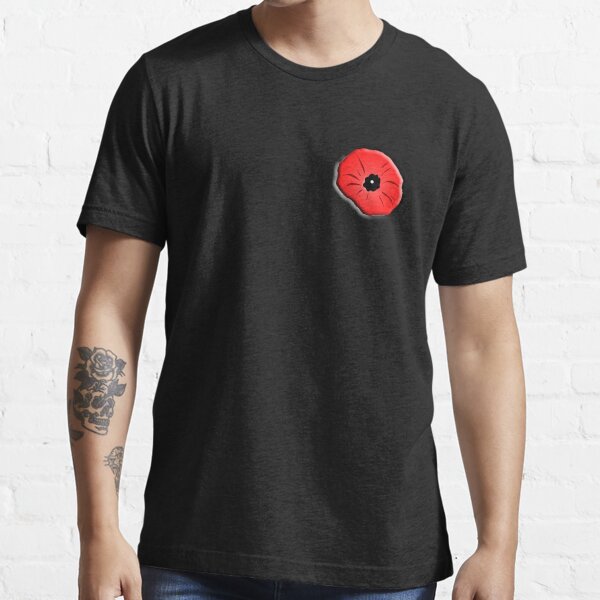 Poppy. Remembrance Day, Armistice Day, War, Soldier, on Black. Essential T-Shirt