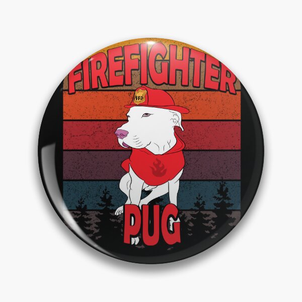 Item preview, Firefighter pug/ dog artistic retro sunset/distressed design designed and sold by SamRVstore.