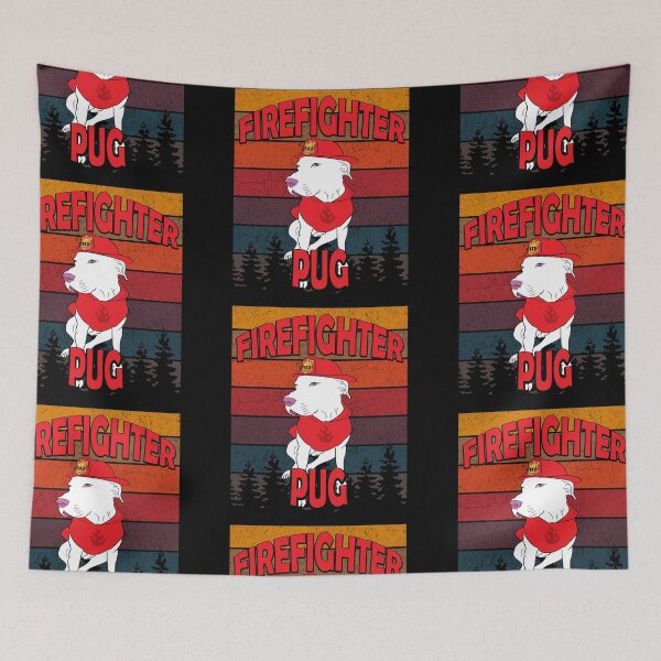 Item preview, Firefighter pug/ dog artistic retro sunset/distressed design designed and sold by SamRVstore.