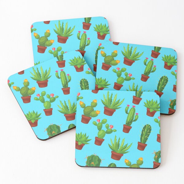 Item preview, Cactus Pots on Blue Background Print, Flower Pots, Cactus Plants, Potted Plants Design designed and sold by PinHookPrincess.
