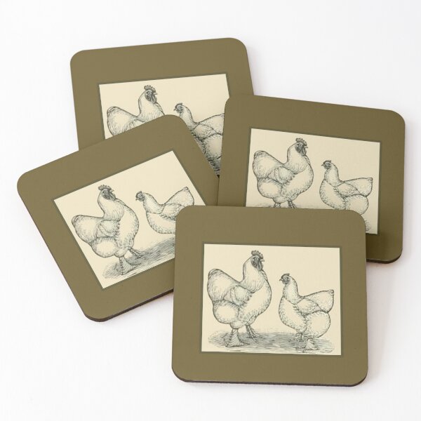 Item preview, Vintage White Cochin Chickens - 1800's Print designed and sold by MountMercantile.