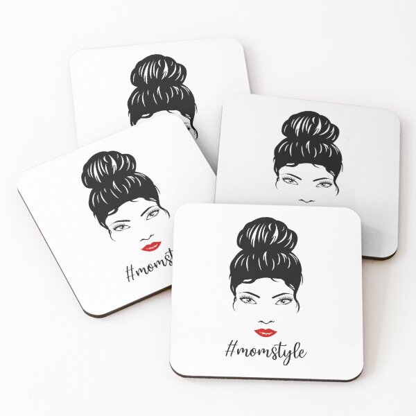 Item preview, Momstyle - Beautiful mom with messy bun and red lips designed and sold by pixxart.