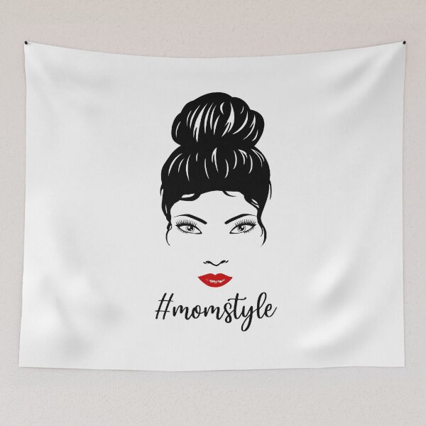 Item preview, Momstyle - Beautiful mom with messy bun and red lips designed and sold by pixxart.