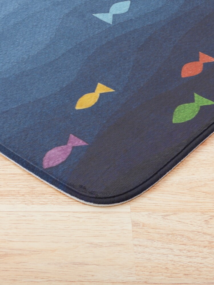 Alternate view of Coloured fishes in the sea say: hooray Bath Mat
