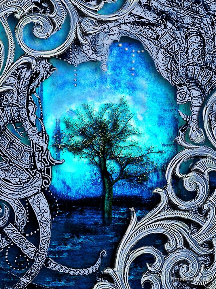 Thumbnail 4 of 4, iPhone Case, Mythical Guilded Blue Enchanted Tree designed and sold by timelessfancy.
