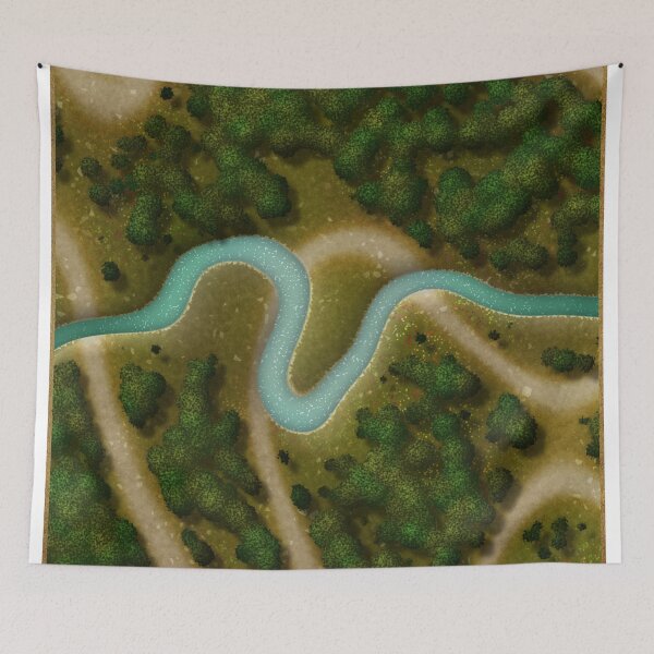 Item preview, Forest Trails and Stream 001 Battle Map for Table Top Gaming RPG Miniatures designed and sold by Paul David Wilson.
