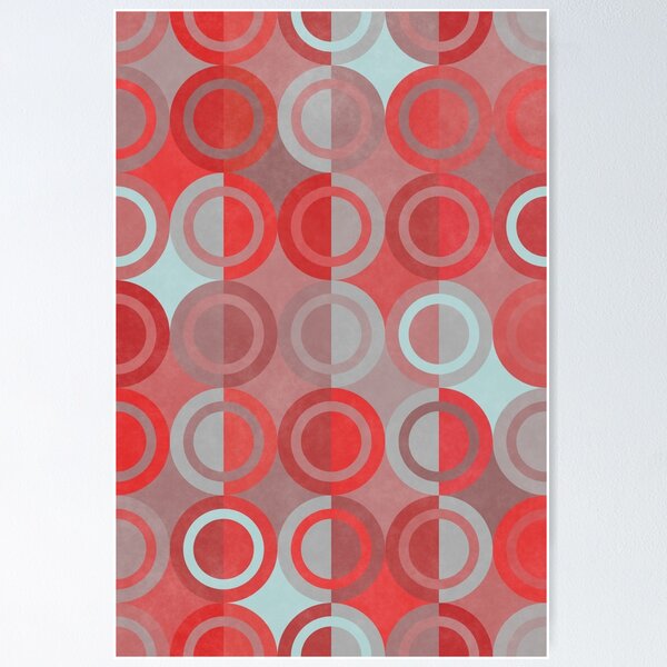 Item preview, Geometric Shapes Grey Red Circles designed and sold by FAROSSTUDIO.