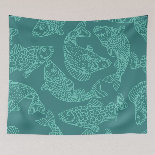 Item preview, Blue Fish Print, Something Fishy Print, Sea Creature Print, Teal Fish Design designed and sold by PinHookPrincess.