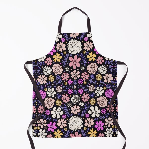 Item preview, Flowers pattern on black background designed and sold by IlustraDeni.