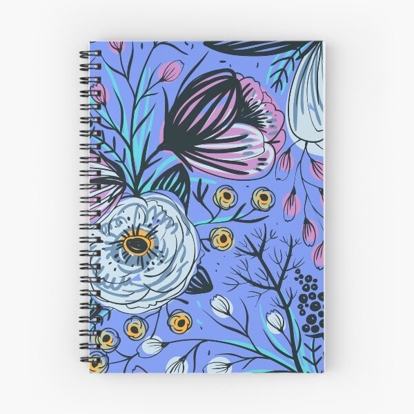 Artikelvorschau, Blaue u. rosa Blumen auf blauem Druck entworfen und verkauft von PinHookPrincess.