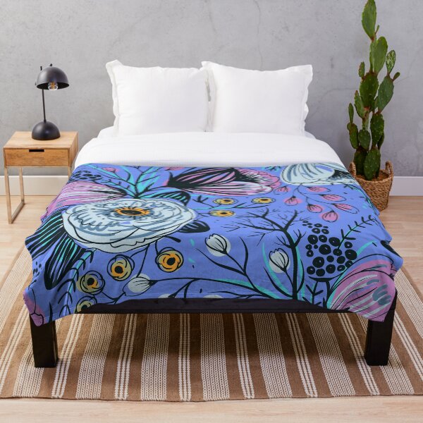 Item preview, Flores azules y rosas en estampado azul designed and sold by PinHookPrincess.