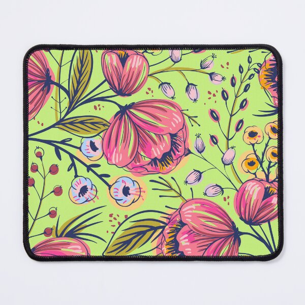 Item preview, Amapola rosa sobre estampado verde designed and sold by PinHookPrincess.