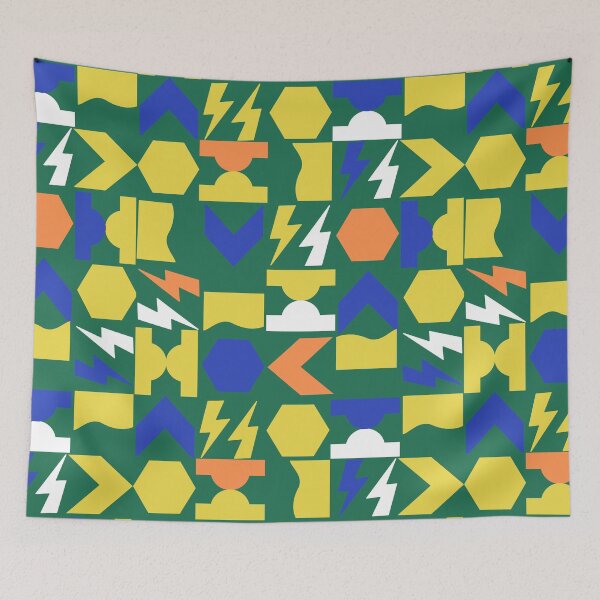 Item preview, Simple Shapes Dusty Green and Gold Mod Geometric Pattern designed and sold by Ferocious-Pear.