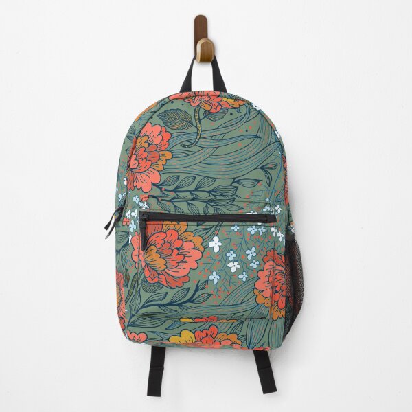 Item preview, Coral sobre estampado floral de salvia designed and sold by PinHookPrincess.
