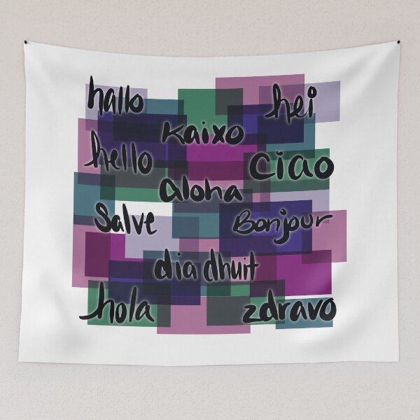 Item preview, hello mutli-lingual with glass squares designed and sold by MGuyerArt.