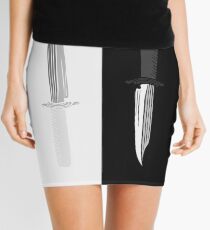 Double Dark + White Knives Illustration Mini Skirt