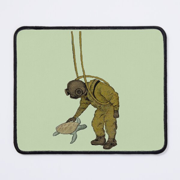 Item preview, Vintage Diver with Diving Helmet Petting a Sea Turtle URM designed and sold by urmaddad.