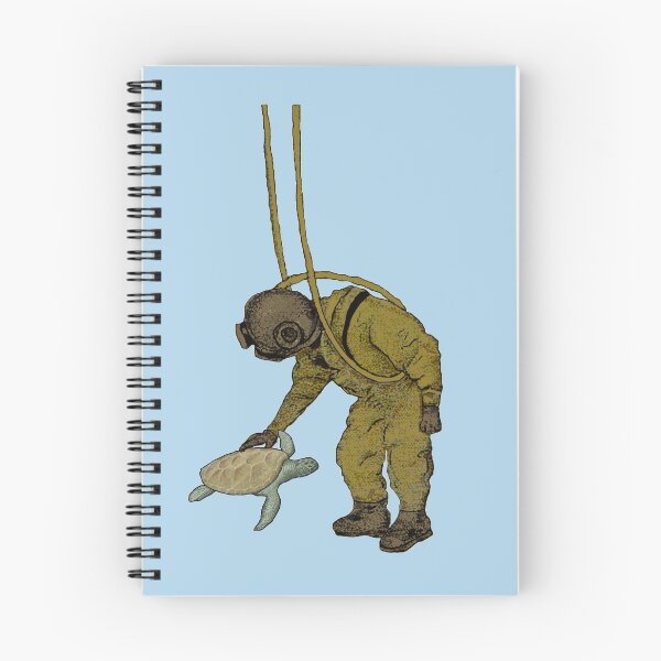 Item preview, Vintage Diver with Diving Helmet Petting a Sea Turtle URM designed and sold by urmaddad.