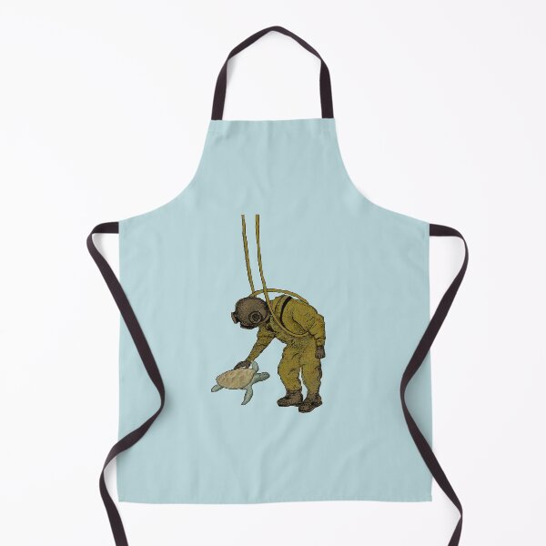 Item preview, Vintage Diver with Diving Helmet Petting a Sea Turtle URM designed and sold by urmaddad.