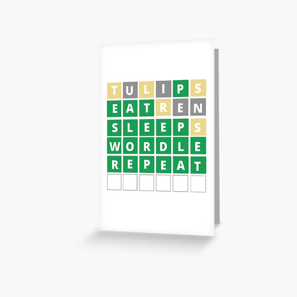 Vista previa del artículo con la obra «comer dormir wordle repetir», diseñado y vendido por SamXDesigns.