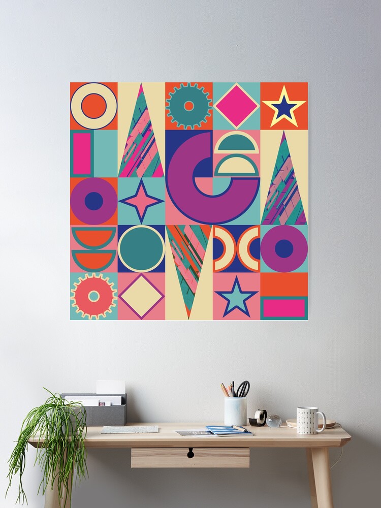 Retro Vintage Neo Geo Pop Art Geometric Shapes Pattern