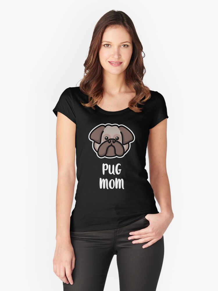 Thumbnail 1 of 3, Fitted Scoop T-Shirt, Pug Mom Kawaii Dog Owner designed and sold by brandoseven.