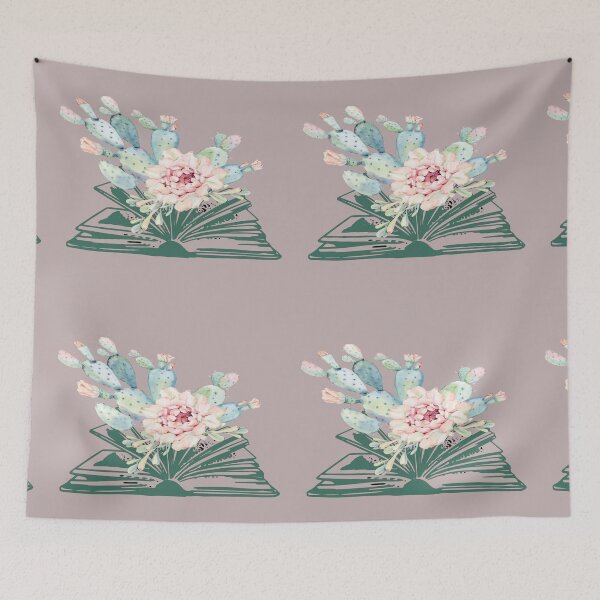 Item preview, Cactus Watercolour Watercolor Aesthetic-Caktus-Flower Growing from Book designed and sold by DiensDesign.