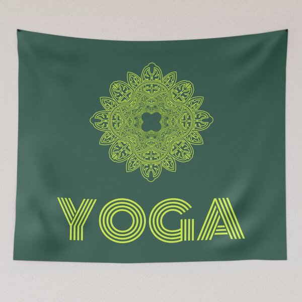 Artikelvorschau, Grünes Mandala-Muster mit Yoga-Buchstaben entworfen und verkauft von TeesFashion.