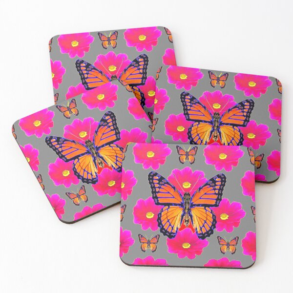 Item preview, MONARCH BUTTERFLIES ABSTRACT RED-GREY ART designed and sold by sharlesart.