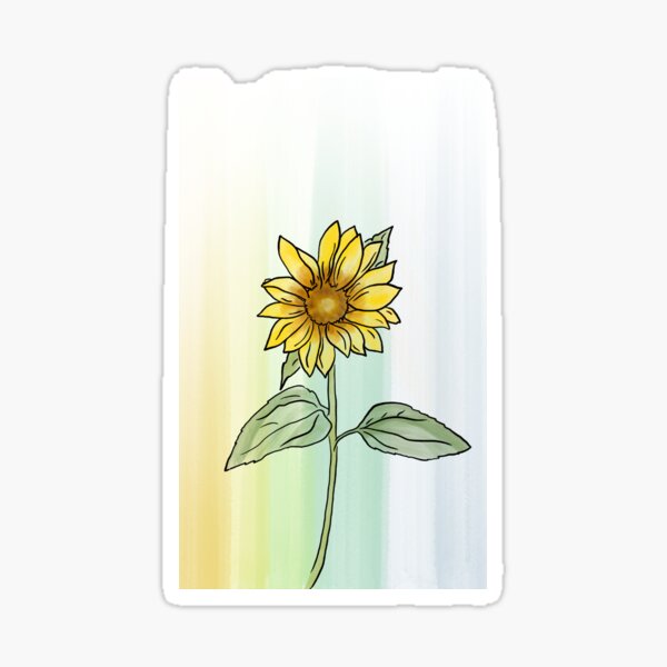 Sonnenblume handgezeichnet signiert mit Regenbogen Sticker