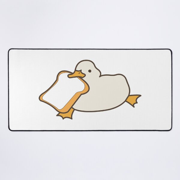 Cute duck with bread yellow funny kawaii animals Desk Mat