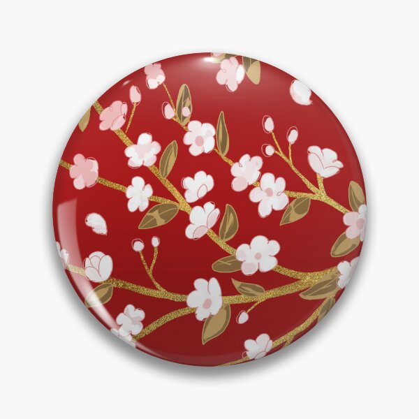 Artikelvorschau, Weiß-rosa Kirschblüten. Sakura verzweigt sich überall in Rot entworfen und verkauft von arterialmotive.
