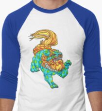 cherry blossom fu dog Men's Baseball ¾ T-Shirt