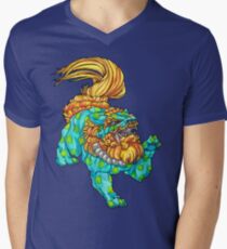 cherry blossom fu dog Men's V-Neck T-Shirt