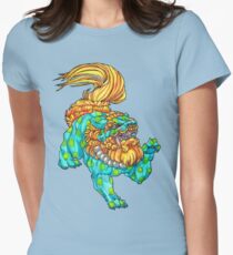 cherry blossom fu dog Women's Fitted T-Shirt