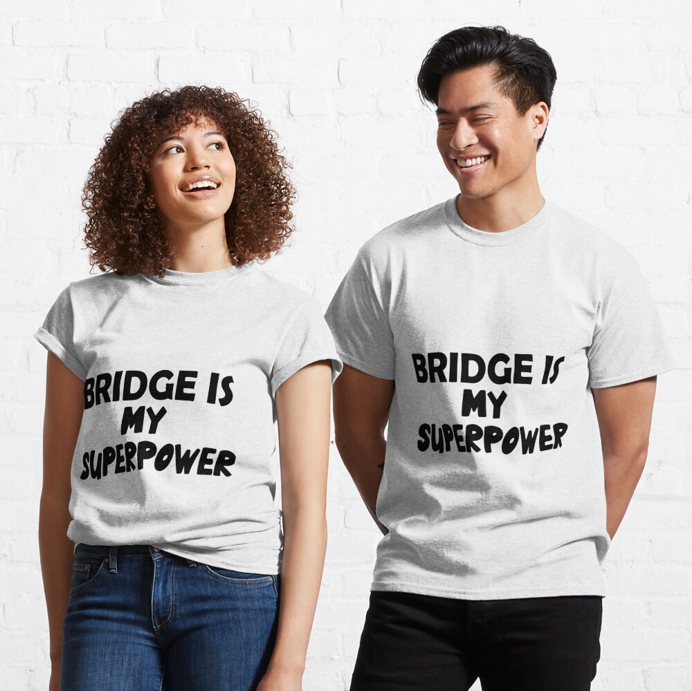 Sticker for Sale mit Brücke ist meine Supermacht, lustige einfache  Text-Schwarz-Weiß-Schrift von Every Pet Shirts