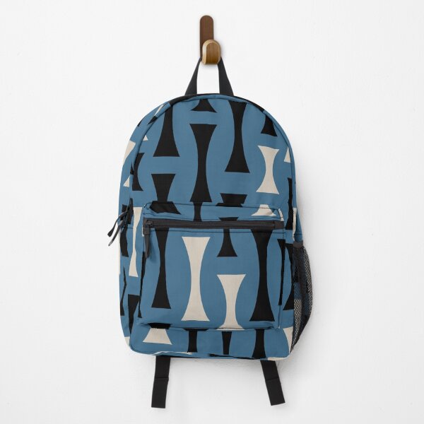 Item preview, Retro Mid Century Modern Abstract Pattern 824 Blue Black and Linen White designed and sold by tonymagnerart.
