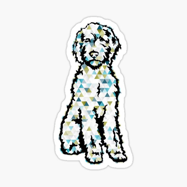 Artikel-Vorschau von Pastellblau-grüner Mosaik-Doodle-Hund - Labradoodle, Goldendoodle, Doods, designt und verkauft von Wiggle-Butts.