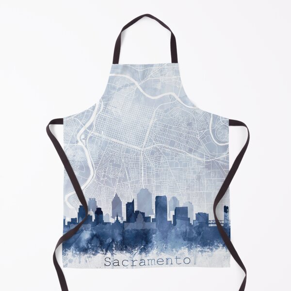 Item preview, Sacramento Skyline & Map Watercolor Navy Blue, Print by Zouzounio Art designed and sold by zouzounioart.