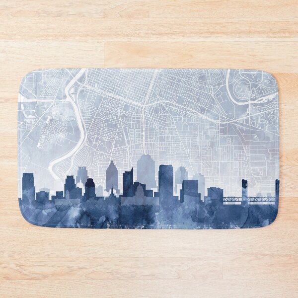 Artikelvorschau, Sacramento Skyline & Karte Aquarell Marineblau, Druck von Zouzounio Art entworfen und verkauft von zouzounioart.