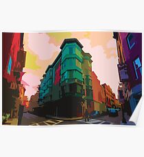A Colourful Street Corner Poster