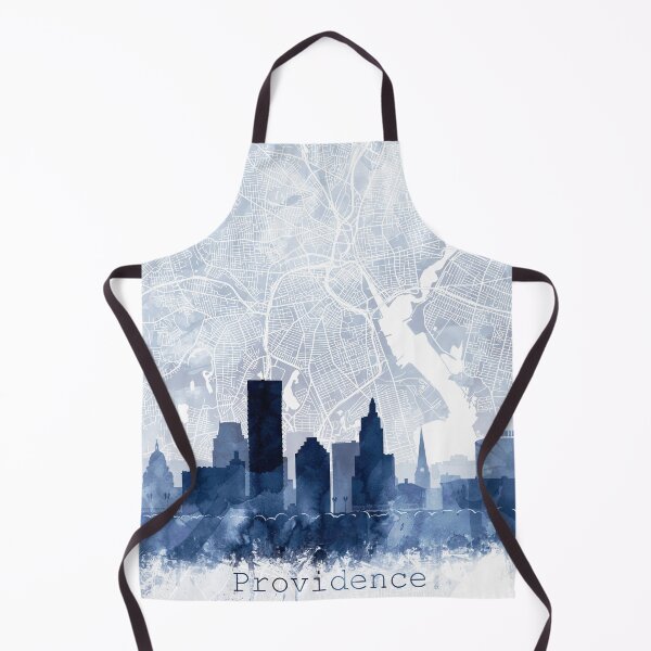 Item preview, Providence Skyline & Map Watercolor Navy Blue, Print by Zouzounio Art designed and sold by zouzounioart.