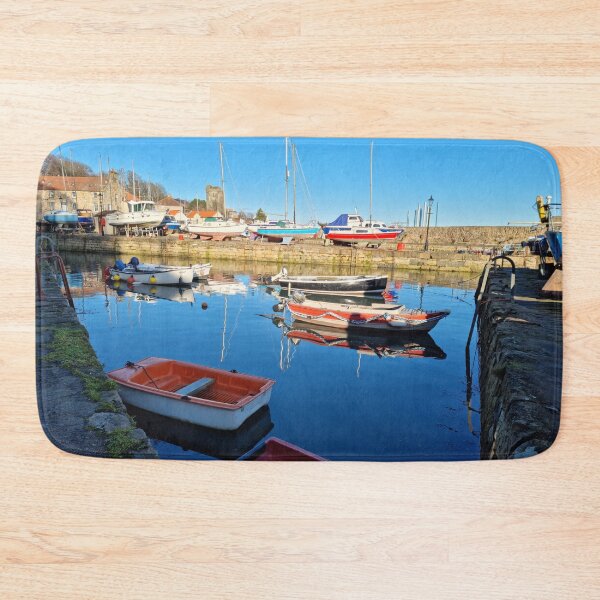 Item preview, Vibrant shades of red and blue of the fishing boats at Dysart Harbour in Kirkcaldy designed and sold by S-and-W-4ever.