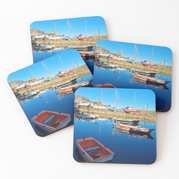 Item preview, Vibrant shades of red and blue of the fishing boats at Dysart Harbour in Kirkcaldy designed and sold by S-and-W-4ever.