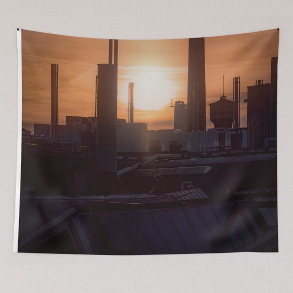 Item preview, Sunset at the factory designed and sold by CrazyShutter.