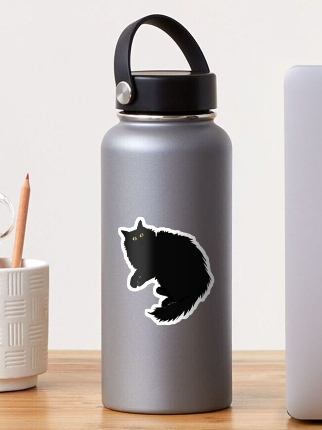 Thumbnail 1 of 3, Sticker, Black fluffy cat designed and sold by miyakod.