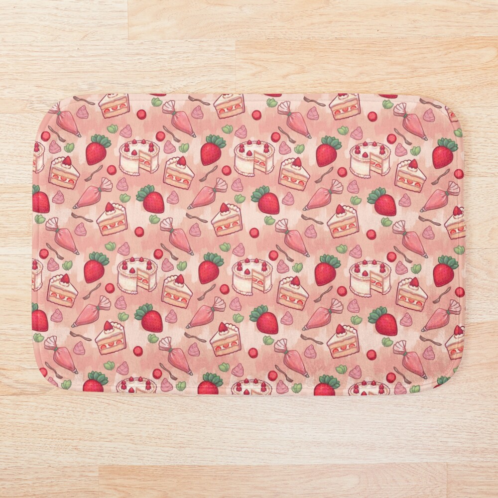 Strawberry Shortcake Dessert Frosting Icing Sweets Pink Red Cute Pattern